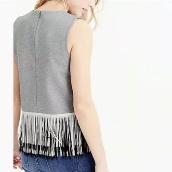 J Crew Fun in Fringe sleeveless top with fringe border hem size XS - Picture 2 of 13
